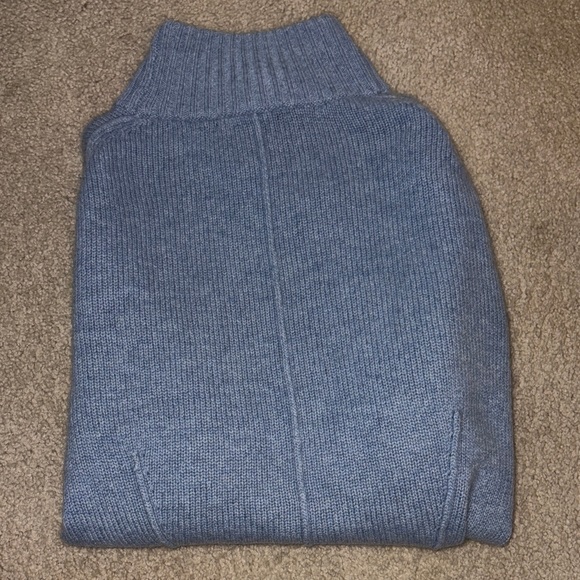 360 Cashmere Blue Mock Neck Sweater | Medium - Picture 3 of 11